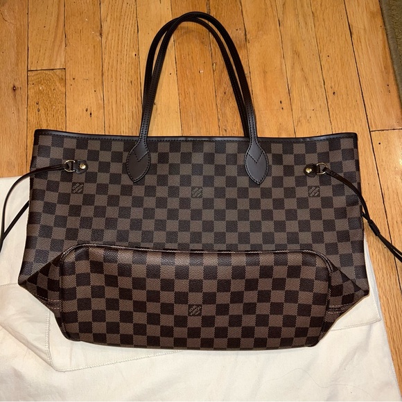 LOUIS VUITTON DAMIER EBENE NEVERFULL MM TOTE ROSE BALLERINE - Picture 14 of 16